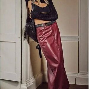 FREE PEOPLE NWT City Slicker Vegan Maxi Skirt / Red Jasper - 2 ($128)